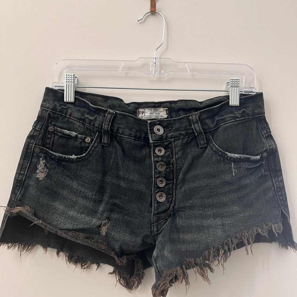 Free People mid rise black shorts